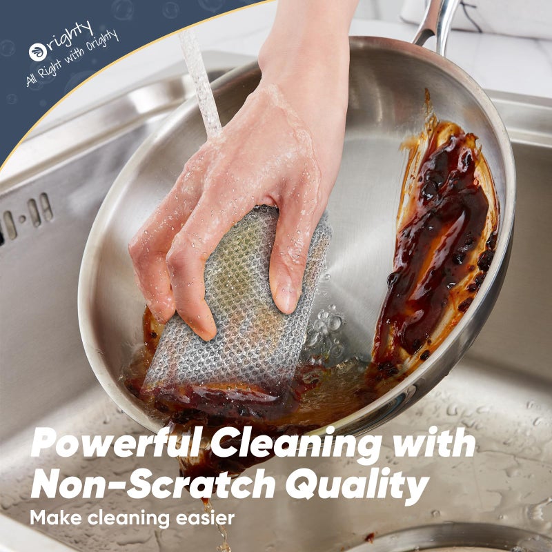Orighty Multipurpose Wire Dishwashing Rag 12 Pcs  Upgraded Double-Layer Non-Scratch Wire Dish Cleaning Cloths  Reusable Steel Scrubber for Kitchen  Powerful Dishcloth Rag for Cookware  Grey  7""x8"" - Image 4